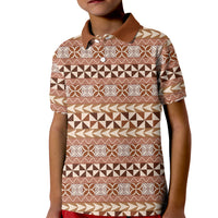 Pasifika Sataoa Pattern Simple Motif Kid Polo Shirt Brown Beige Tan LT9 Kid Brown - Polynesian Pride