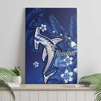 Personalized Hawaiian Maori Hammerhead Shark Canvas Wall Art Polu Plumeria - Polynesian Pride