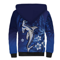 Personalized Hawaiian Maori Hammerhead Shark Sherpa Hoodie Polu Plumeria - Polynesian Pride