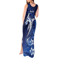 Personalized Hawaiian Maori Hammerhead Shark Tank Maxi Dress Polu Plumeria - Polynesian Pride