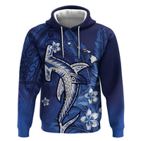 Personalized Hawaiian Maori Hammerhead Shark Zip Hoodie Polu Plumeria - Polynesian Pride