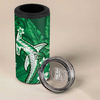 Personalized Hawaiian Maori Hammerhead Shark 4 in 1 Can Cooler Tumbler Omaomao Plumeria - Polynesian Pride