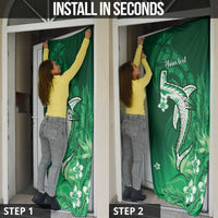Personalized Hawaiian Maori Hammerhead Shark Door Cover Omaomao Plumeria - Polynesian Pride
