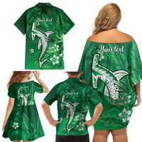Personalized Hawaiian Maori Hammerhead Shark Family Matching Off Shoulder Short Dress and Hawaiian Shirt Omaomao Plumeria LT9 - Polynesian Pride