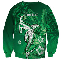 Personalized Hawaiian Maori Hammerhead Shark Sweatshirt Omaomao Plumeria - Polynesian Pride