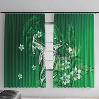 Personalized Hawaiian Maori Hammerhead Shark Window Curtain Omaomao Plumeria - Polynesian Pride