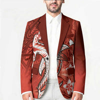 Personalized Hawaiian Maori Hammerhead Shark Blazer Ulaula Plumeria - Polynesian Pride