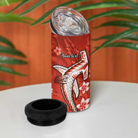 Personalized Hawaiian Maori Hammerhead Shark 4 in 1 Can Cooler Tumbler Ulaula Plumeria - Polynesian Pride