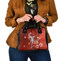 Personalized Hawaiian Maori Hammerhead Shark Shoulder Handbag Ulaula Plumeria - Polynesian Pride