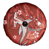 Personalized Hawaiian Maori Hammerhead Shark Spare Tire Cover Ulaula Plumeria - Polynesian Pride