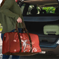 Personalized Hawaiian Maori Hammerhead Shark Travel Bag Ulaula Plumeria - Polynesian Pride