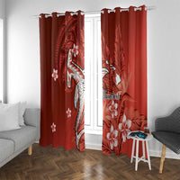 Personalized Hawaiian Maori Hammerhead Shark Window Curtain Ulaula Plumeria - Polynesian Pride