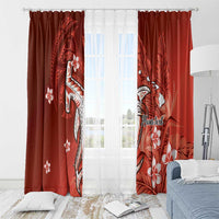 Personalized Hawaiian Maori Hammerhead Shark Window Curtain Ulaula Plumeria - Polynesian Pride
