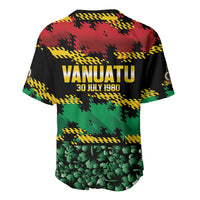 Vanuatu 46th Year Anniversary Baseball Jersey 30 July 1980 Hibiscus Seamless Pattern