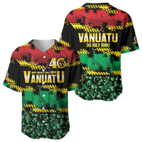 Vanuatu 46th Year Anniversary Baseball Jersey 30 July 1980 Hibiscus Seamless Pattern
