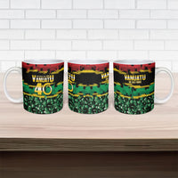 Vanuatu 46th Year Anniversary Ceramic Mug 30 July 1980 Hibiscus Seamless Pattern