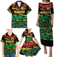 Vanuatu 46th Year Anniversary Family Matching Puletasi and Hawaiian Shirt 30 July 1980 Hibiscus Seamless Pattern