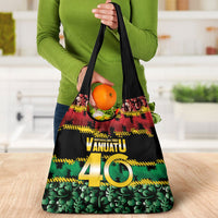 Vanuatu 46th Year Anniversary Grocery Bag 30 July 1980 Hibiscus Seamless Pattern