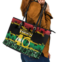 Vanuatu 46th Year Anniversary Leather Tote Bag 30 July 1980 Hibiscus Seamless Pattern