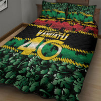 Vanuatu 46th Year Anniversary Quilt Bed Set 30 July 1980 Hibiscus Seamless Pattern