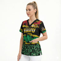 Vanuatu 46th Year Anniversary Scrub Top 30 July 1980 Hibiscus Seamless Pattern