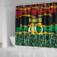 Vanuatu 46th Year Anniversary Shower Curtain 30 July 1980 Hibiscus Seamless Pattern