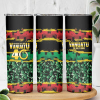 Vanuatu 46th Year Anniversary Skinny Tumbler 30 July 1980 Hibiscus Seamless Pattern