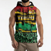 Vanuatu 46th Year Anniversary Sleeveless Hoodie 30 July 1980 Hibiscus Seamless Pattern