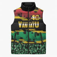 Vanuatu 46th Year Anniversary Sleeveless Puffer Jacket 30 July 1980 Hibiscus Seamless Pattern