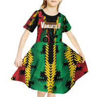 Vanuatu 46th Year Anniversary Kid Short Sleeve Dress Tamtam Slit Drums Long God Yumi Stanap