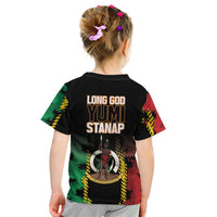 Vanuatu 46th Year Anniversary Kid T Shirt Tamtam Slit Drums Long God Yumi Stanap