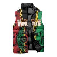 Vanuatu 46th Year Anniversary Sleeveless Puffer Jacket Tamtam Slit Drums Long God Yumi Stanap