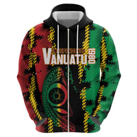 Vanuatu 46th Year Anniversary Zip Hoodie Tamtam Slit Drums Long God Yumi Stanap