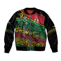 Vanuatu 46th Year Anniversary Bomber Jacket Vintage Grunge Vanuatu Flag Heritage