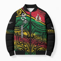Vanuatu 46th Year Anniversary Bomber Puffer Jacket Vintage Grunge Vanuatu Flag Heritage
