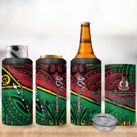Vanuatu 46th Year Anniversary 4 in 1 Can Cooler Tumbler Vintage Grunge Vanuatu Flag Heritage
