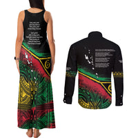 Vanuatu 46th Year Anniversary Couples Matching Tank Maxi Dress and Long Sleeve Button Shirt Vintage Grunge Vanuatu Flag Heritage