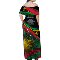 Vanuatu 46th Year Anniversary Family Matching Off Shoulder Maxi Dress and Hawaiian Shirt Vintage Grunge Vanuatu Flag Heritage LT9 - Polynesian Pride