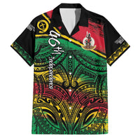 Vanuatu 46th Year Anniversary Family Matching Summer Maxi Dress and Hawaiian Shirt Vintage Grunge Vanuatu Flag Heritage LT9 Dad's Shirt - Short Sleeve Black - Polynesian Pride