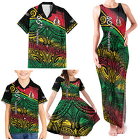 Vanuatu 46th Year Anniversary Family Matching Tank Maxi Dress and Hawaiian Shirt Vintage Grunge Vanuatu Flag Heritage LT9 - Polynesian Pride