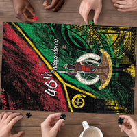 Vanuatu 46th Year Anniversary Puzzle Vintage Grunge Vanuatu Flag Heritage