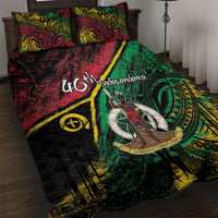 Vanuatu 46th Year Anniversary Quilt Bed Set Vintage Grunge Vanuatu Flag Heritage