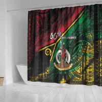 Vanuatu 46th Year Anniversary Shower Curtain Vintage Grunge Vanuatu Flag Heritage