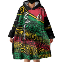 Vanuatu 46th Year Anniversary Wearable Blanket Hoodie Vintage Grunge Vanuatu Flag Heritage