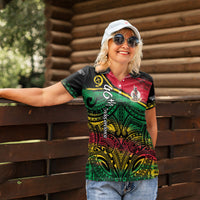 Vanuatu 46th Year Anniversary Women Polo Shirt Vintage Grunge Vanuatu Flag Heritage