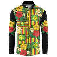 Hawaii Kanaka Maoli Hibiscus Button Sweatshirt Hawaiian Flag Motif