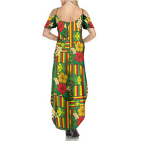 Hawaii Kanaka Maoli Hibiscus Family Matching Summer Maxi Dress and Hawaiian Shirt Hawaiian Flag Motif LT9 - Polynesian Pride