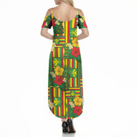 Hawaii Kanaka Maoli Hibiscus Summer Maxi Dress Hawaiian Flag Motif LT9 - Polynesian Pride