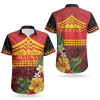 Hawaii Ku Kia'i Mauna Personalized Couples Matching Puletasi and Hawaiian Shirt Hibiscus Kakau Pattern LT9 - Polynesian Pride