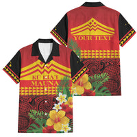 Hawaii Ku Kia'i Mauna Personalized Family Matching Mermaid Dress and Hawaiian Shirt Hibiscus Kakau Pattern LT9 Dad's Shirt - Short Sleeve Red - Polynesian Pride